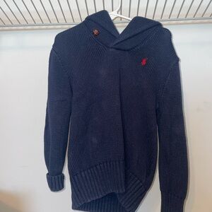 Ralph Lauren Blue Hooded Sweater with Polo Logo